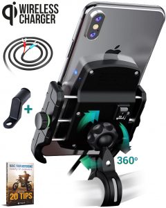 Wireless phone holder for motorcycle